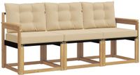 vidaXL Bank loungeset 3-delig Wit en Beige Acacia Hout