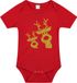 Bellatio Decorations Kerst baby rompertje - rood - glitter goud - rendier - Kerst cadeau 92