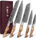 HEZHEN Set de couteaux de cuisine 5 pièces Santoku Acier Damas 67 couches