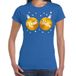 Bellatio Decorations Fout kerst t-shirt blauw met gouden Kerst ballen borsten voor dames - kerstkleding / christmas outfit M
