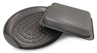 Guardini set, 1 braadpan, 22 x 28 cm + 1 plaat, geperforeerd, puor, frietjes, 39 x 34 cm, staal met antiaanbaklaag, kleur grijs