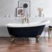 Hudson Reed Vrijstaand Bad Klassiek 171cm x 74cm - Midnight Black (Noir), avec pieds de baignoire en or brossé | Oxford