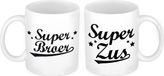 Bellatio Decorations Super broer en zus mok - Broer en Zus cadeau/ cadeautje beker/ mokken set