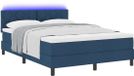 vidaXL Boxspringbed met LED-stripverlichting Blauw 140 x 200 cm Stof