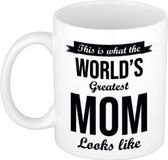 Bellatio Decorations Shoppartners Bv This is what the worlds greatest mom looks like cadeau koffiemok / theebeker 300 ml - Moederdag - verjaardag / bedankje / cadeau - tekst mokken