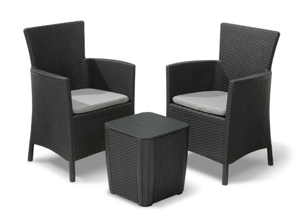 Allibert Iowa Tuinmeubelset - Grafiet - 2 persoons