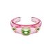 Swarovski Veelkleurige Dulcis manchet, drie groene kristallen omgeven door roze pavé op felroze armband, snoep mode manchet, goudtint, maat L