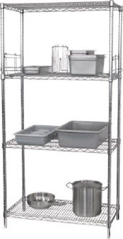 Vogue voorraadrek met 4 schappen | Zink | 183(h) x 91,5(b) x 61 cm