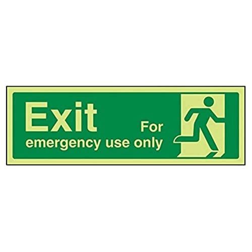 V Safety VSafety Exit Voor Noodgebruik Alleen Man Rechts Teken - Landschap - 300mm x 100mm - Zelfklevend Vinyl