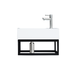 Fontaine Cadre Noir Mat Solid Surface Inox 40x22x10 cm Trou Robinet Droite