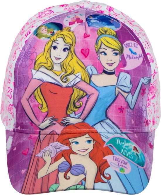 Disney Princess Cap - White/Pink - Ariel, Cinderella, Aurora - 52cm (2-4 years)