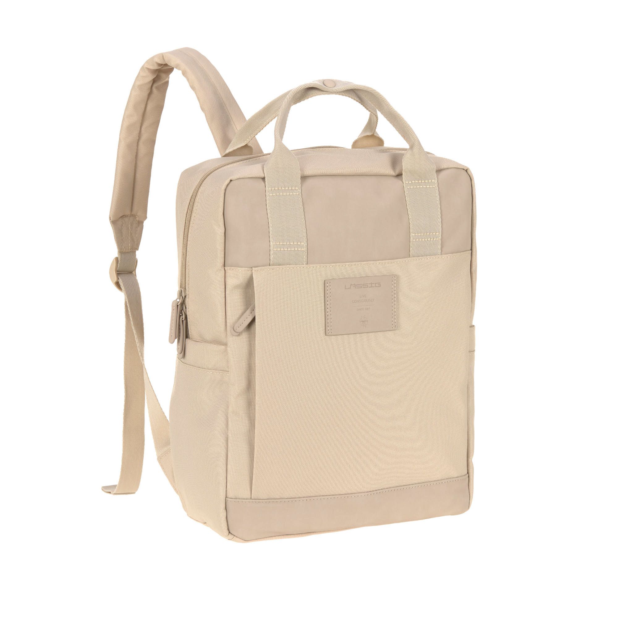 Lässig Green Label Vividal Humus Backpack Diaper Bag - Beige - Unisex - Recycled Polyester