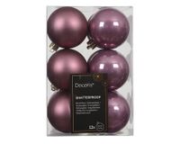 Decoris Kerstbal kunststof d6 cm pink 12 st