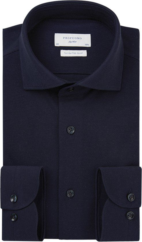 Profuomo Sky Blue Overhemd Heren - Navy - Maat M - Slim Fit - Katoen