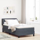 vidaXL Boxspringbed met hoofdeinde, donkergrijs, 90 x 200 cm, fluweel