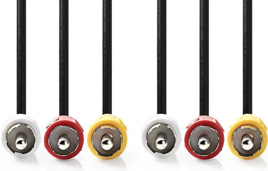 Nedis Composiet Videokabel - 3x RCA Male - 3x RCA Male - Vernikkeld - 480p - 1.50 m - Zwart