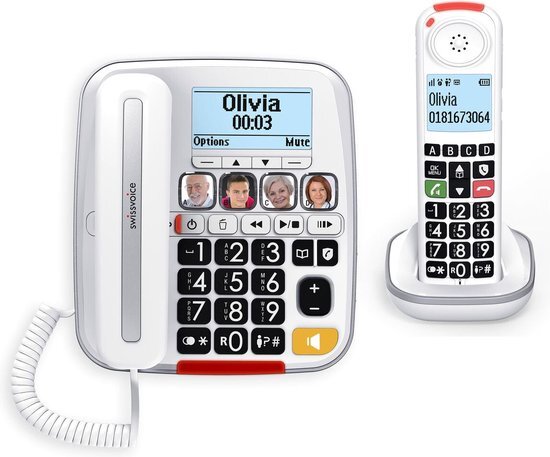 swissvoice Xtra3355 Combo vaste huistelefoon en draadloze dect telefoon - grote toetsen - foto toetsen - luid belsignaal