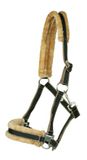 PFIFF houder met kunstbont onderlegger paardenhalters., Warmblut/Full, zwart-bruin