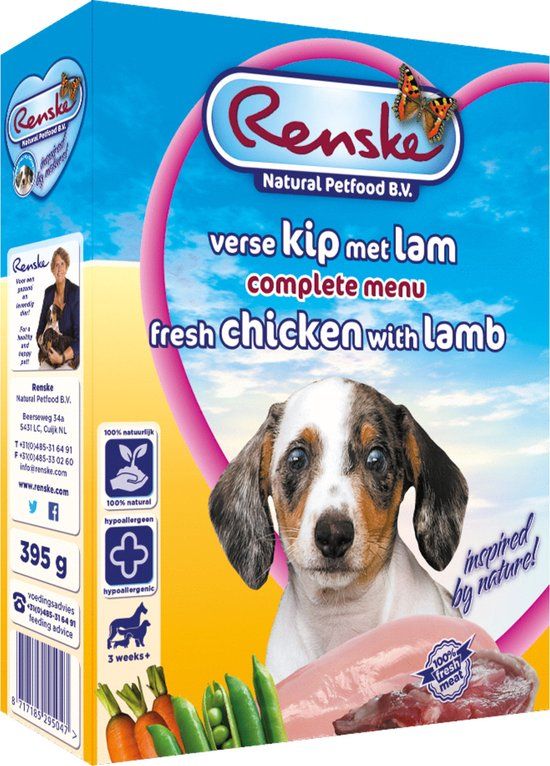 Renske Vers Gestoomd Complete Menu Kip & Lam 395g - Puppy