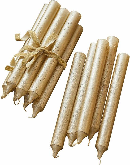 LOBERON Kaars set van 12 Bauceau goudkleurig
