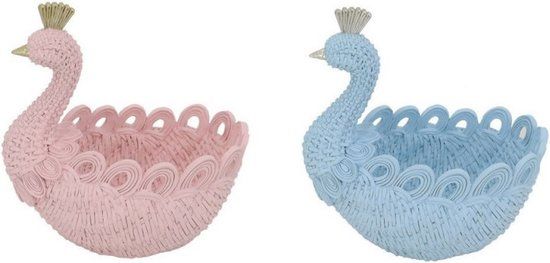 Valet Tray DKD Home Decor Blauw Hemelsblauw Licht Roze Hars 23 x 14,3 x 23 cm