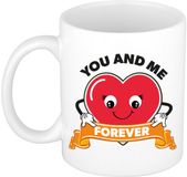 Bellatio Decorations Cadeau koffie/thee mok You and Me - hart - 300 ml - Valentijn / Huwelijk / Jubileum