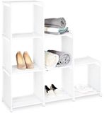 Merkloos / Sans marque Relaxdays Vakkenkast - 109 x 106 x 30 cm - 6 vakken - trapsgewijs - room divider - wit
