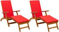 vidaXL Ligstoel Massief Acacia Hout Rood