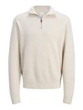 Jack & Jones Trui Jprblamilano Stitch Knit Half Zip S 12259664 Cloud Dancer/melange Mannen Maat - L