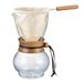 HARIO 480ml hittebestendige glazen en houten druppelpot Woodneck Pourover koffiezetapparaat, pak van 1, helder