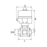 Riegler 103714-350.4812R 2-weg roestvrij stalen kogelkraan, elektrische aandrijving, 24 V DC, Rp 1, 1 stk