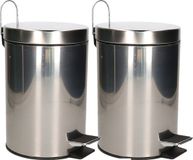 Excellent Houseware Pedaalemmer/prullenbak/vuilnisbak - 2x - 3 liter - zilver - RVS - 17 x 25 cm