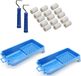 Interbosch B.V. 15x rouleaux de peinture / rouleaux en mousse fins incluant 2 supports de rouleaux et 2 bacs à peinture - 15 cm