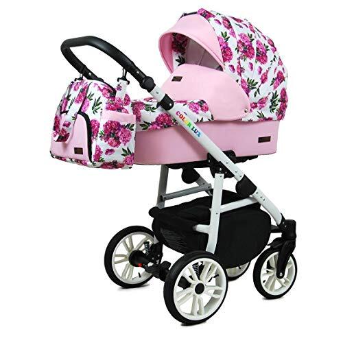 Lux4Kids Kinderwagen 3 in 1 complete set met autostoeltje Isofix babybad babydrager Buggy Colorlux White van ChillyKids Peony on White 3in1 (inclusief autostoeltje)