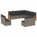 vidaXL Loungeset met Kussens Poly Rotan Grijs