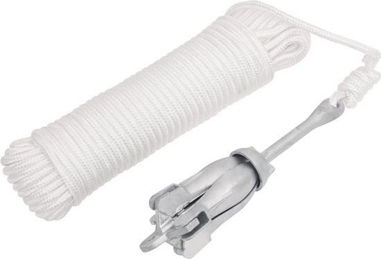 vidaXL Anker met touw inklapbaar 1,5 kg smeedijzer zilverkleurig