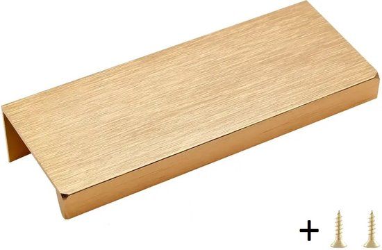 Gouden Handgreep Plat 10cm - Metaal - Modern - Incl. Schroeven