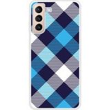 Tartan Bleu Bedrukt siliconen hoesje compatibel met Galaxy S21 Plus