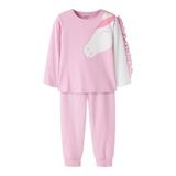 NAME IT MINI pyjama met print en ruches - roze/wit
