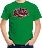 Bellatio Decorations Merry Christmas Kerstshirt / Kerst t-shirt groen voor kinderen - Kerstkleding / Christmas outfit 104/110