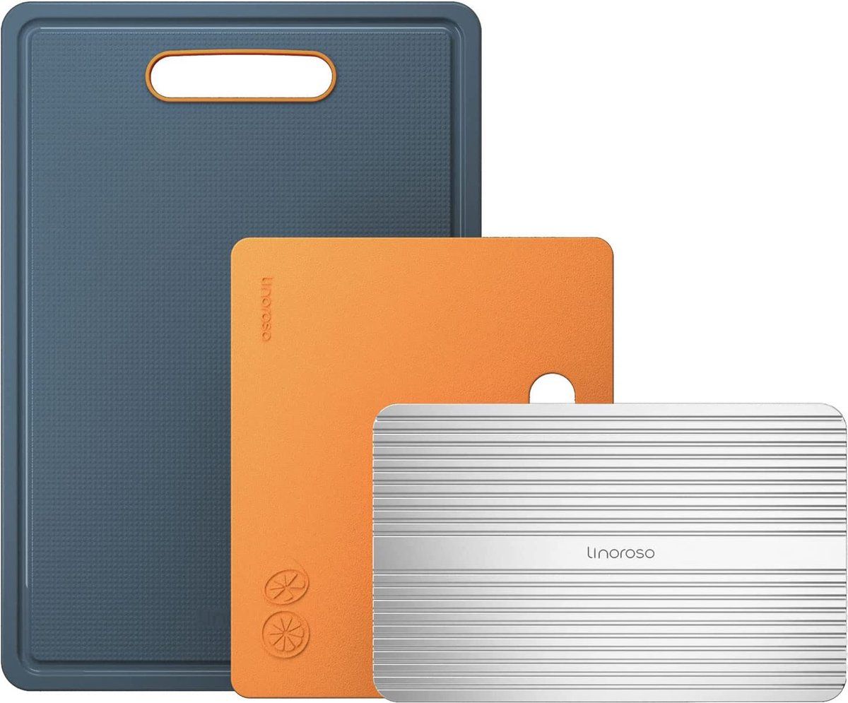 linoroso Snijplank kunststof keukenplank set van 3 - lavaoranje