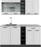 Vicco R-Line Eenpersoonskeuken – 160 cm, WB Marmer Landhuis wit/antraciet