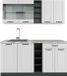 Vicco R-Line Eenpersoonskeuken – 160 cm, WB Marmer Landhuis wit/antraciet