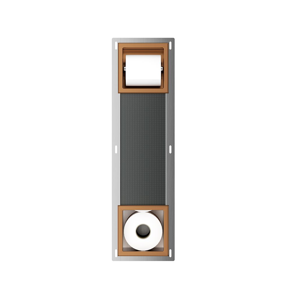 Xellanz Rocko Toilet Roll Holder with Reserve - Brushed Bronze Copper