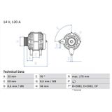 Bosch Alternateur 0 986 040 350 Audi 028 903 027 E 028903028
