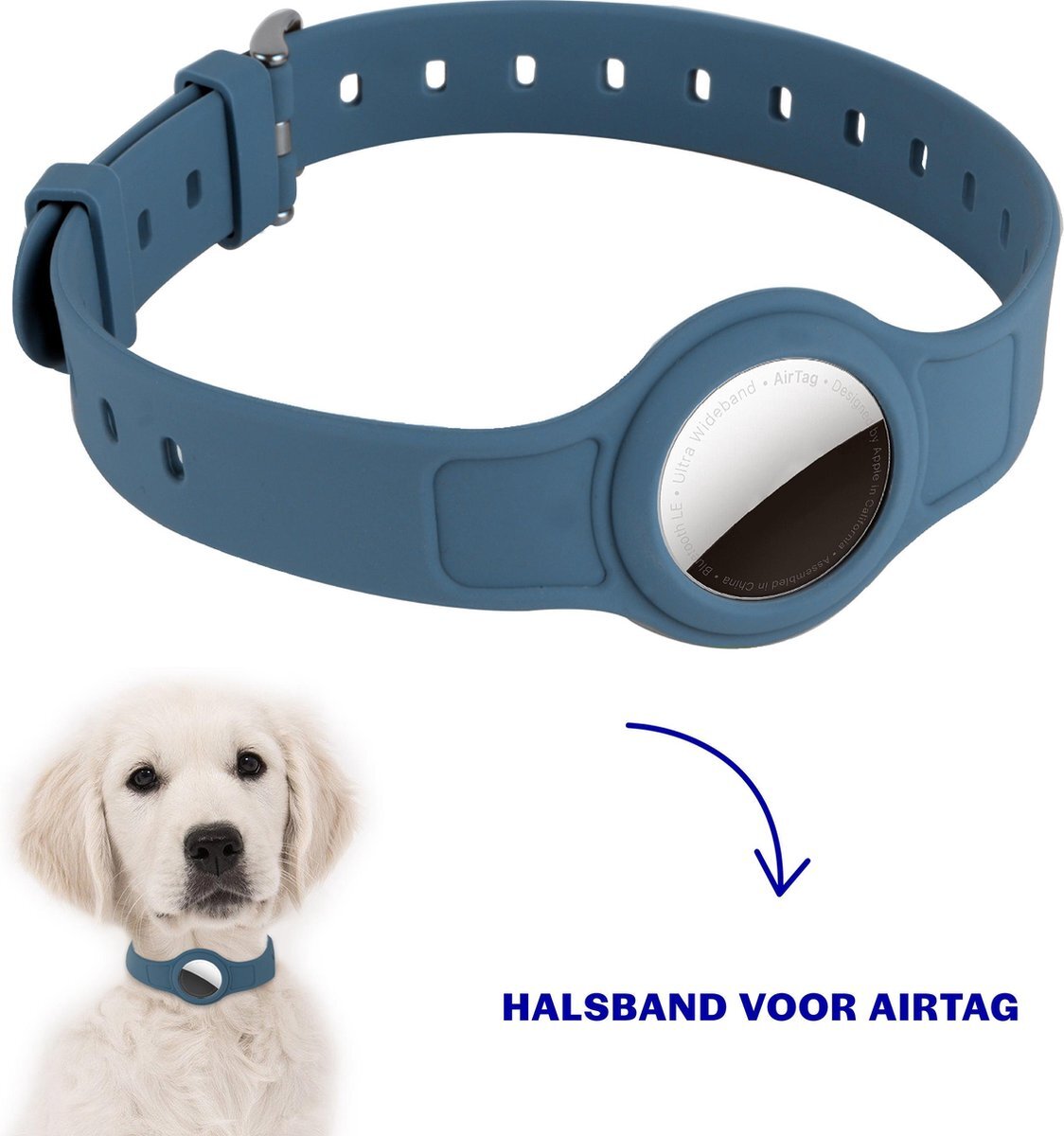 Tiban Airtag Halsband | Halsband hond | Hondenhalsband | Halsband geschikt voor Apple AirTag blauw blauw