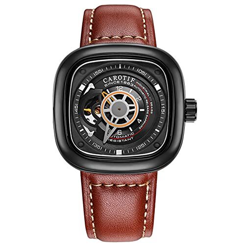 KDFJ Mode horloges Mannen automatisch mechanisch horloge herenhorloge holle vierkante grote wijzerplaat waterdicht horloge voor mannen-A-3