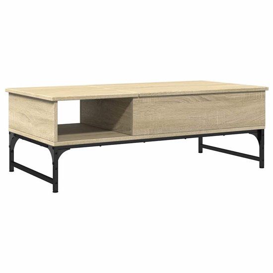 vidaXL Salontafel 100x50x35 cm bewerkt hout en metaal sonoma eiken