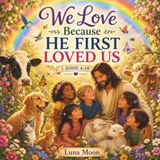 WE LOVE BECAUSE HE FIRST LOVED US: Christian Picture Book for Kids with Inspiring Bible Verses about God's Love and Kindness, Perfect Bedtime Devotional Gift for Boys and Girls Ages 4-8