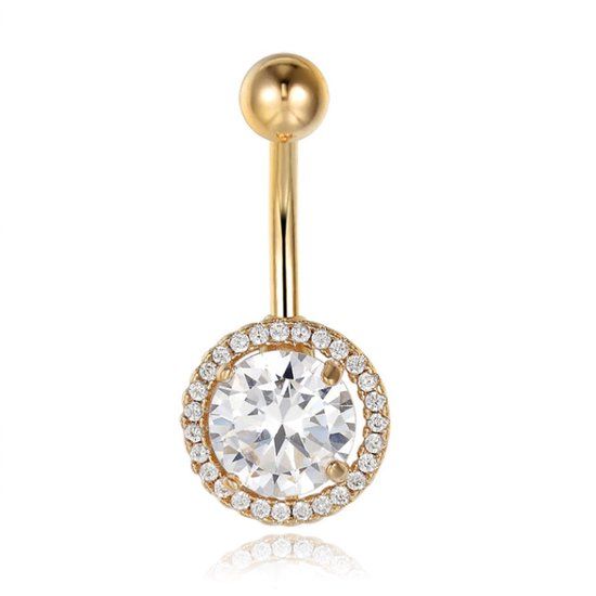 Cilla Jewels Cilla Navelpiercing van RVS - Bling Goudkleurig
